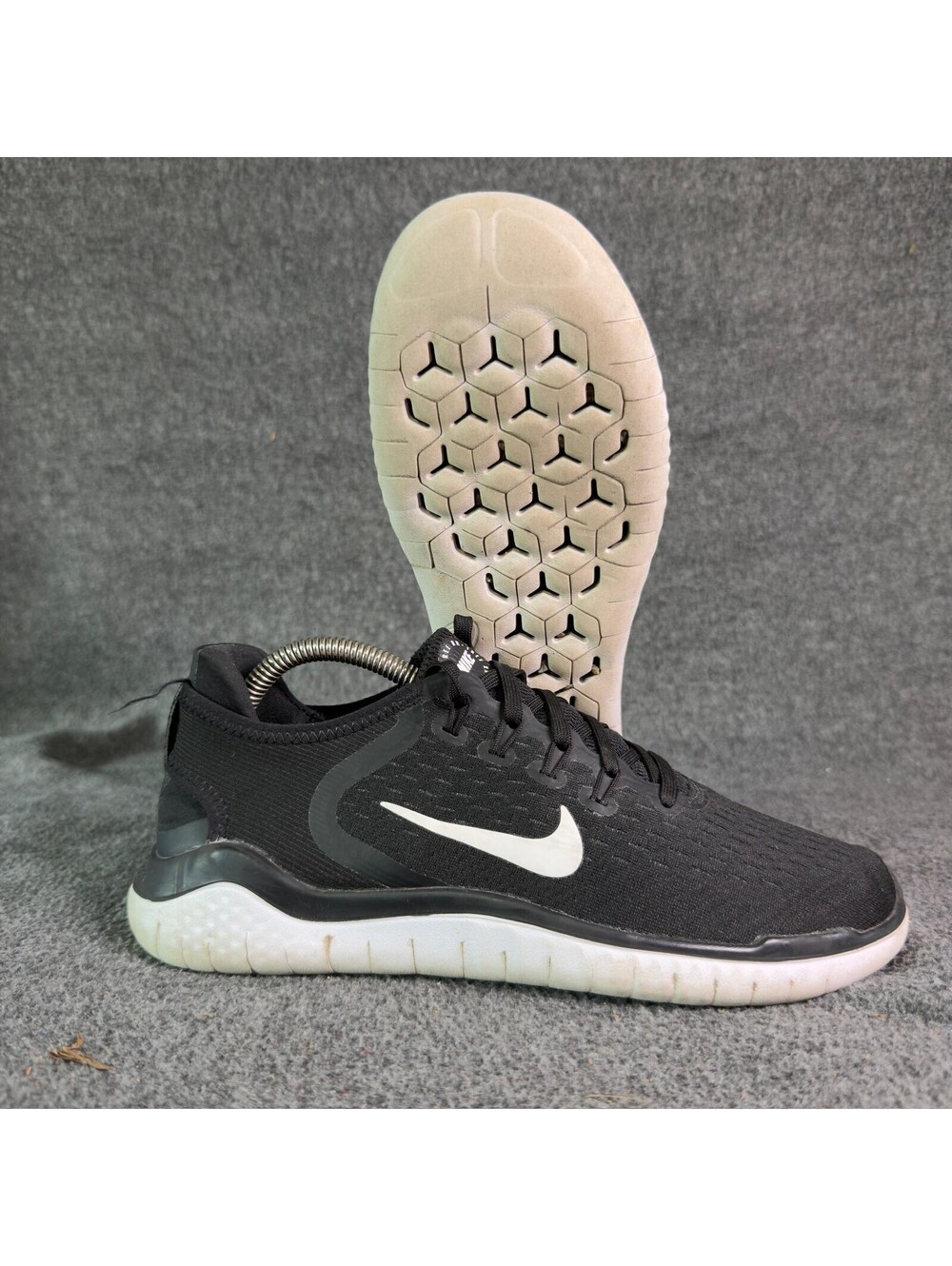 Nike Free RN 2018 Sz 8.5 Black White Lightweight Womens Running Shoes 942837-001